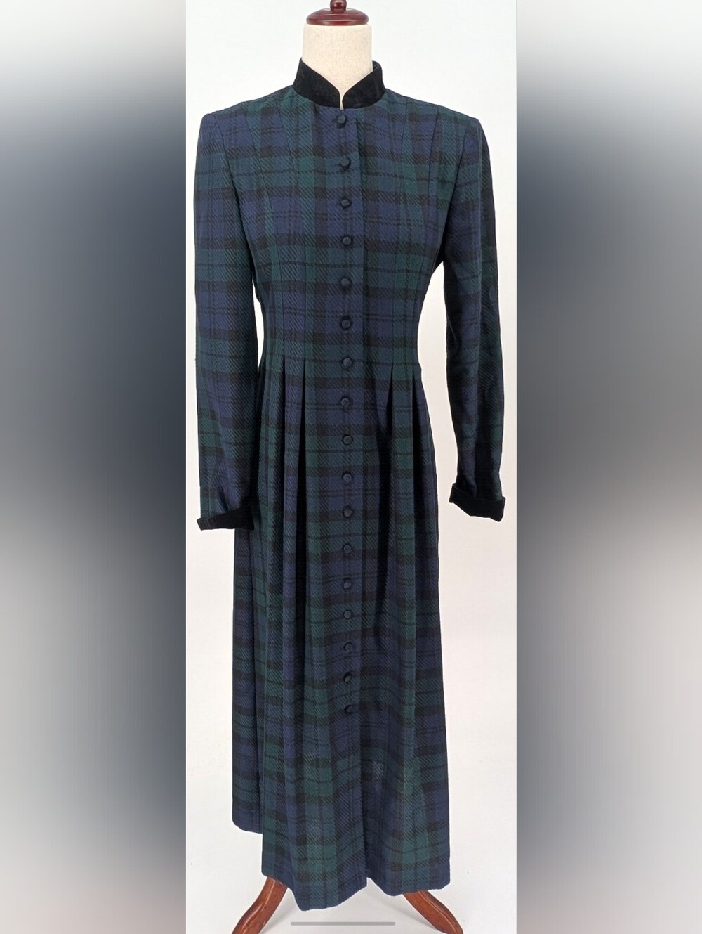 Vintage 90s Jessica Howard Women’s 6 S Tartan Plaid Maxi Dress Velvet Victorian